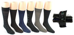 24 Wholesale Men's Classic Crew Dress Socks - Assorted Patterns - Size 10-13