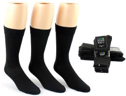 24 Wholesale Men's Black Classic Crew Dress Socks - Size 10-13