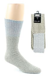 24 Wholesale Men's Thermal Tube Boot Socks - Grey W/light Grey Tops - Size 10-13