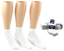 24 Wholesale Men's Athletic Ankle Socks - White - Size 10-13