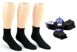 24 Pairs Men's Athletic Ankle Socks - Black - Size 10-13 - Mens Ankle Sock