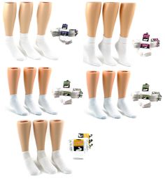 240 Wholesale Athletic Ankle Socks Family Combo - White - Sizes 1-3, 4-6, 6-8, 9-11, & 10-13