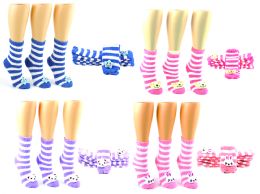 72 Wholesale Women's Fuzzy Crew Socks W/ Plush Adornment - Size 9-11