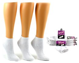 24 Wholesale Women's Athletic Low Cut Socks - White - Size 9-11