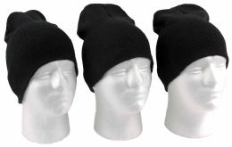 60 Wholesale Adult Beanie Knit Hats - Black