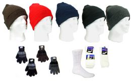 180 Pieces Men's Hat, Gloves, And Crew Socks Combo - Winter Sets Scarves , Hats & Gloves