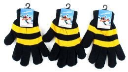 60 Pairs Adult Magic GloveS-Black And Gold - Knitted Stretch Gloves