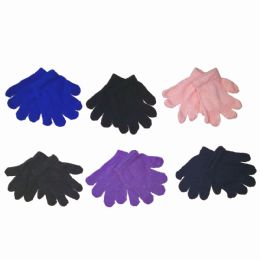 72 Pairs Toddler's Magic Stretch Gloves - Solid Colors - Knitted Stretch Gloves