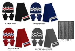 36 Wholesale Men's/boy's Hat, Glove, & Scarf Sets - Zig Zag Designs