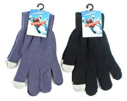 60 Wholesale Adult Conductive Touchscreen Magic Stretch Texting Gloves - Black And Charcoal