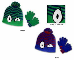 36 Wholesale Children's Pom Pom Hat & Magic Glove Sets - Striped