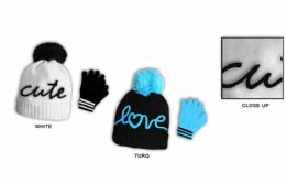 48 Wholesale Women's/girl's Fleece Hat & Magic Glove Sets