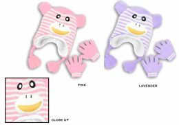 48 Wholesale Toddler Fleece Lined Earflap Hat & Glove Sets - Monkey Designs