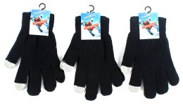 60 Wholesale Adult Conductive Touchscreen Magic Stretch Texting Gloves - Black