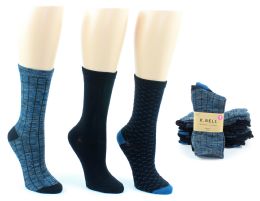 8 Pairs Women's Designer Crew Socks By K. Bell - Ribbed, Solid, & Patterned Designs - 3-Pair Packs - Womens Crew Sock