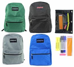 24 Wholesale 15" Classic Puresport Backpack & High School Supply Kit Sets