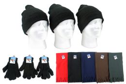 180 Wholesale Adult Beanie Knit Hats, Magic Gloves, And Solid Scarves Combo Packs