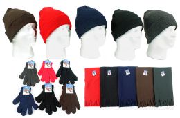 180 Wholesale Cuffed Winter Knit Hats, Magic Gloves, And Solid Fleece Scarves