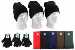 180 Pieces Adult Beanie Knit Hats, Magic Gloves, And Solid Scarves Combo Packs - Winter Sets Scarves , Hats & Gloves