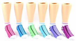 24 Pairs Toddler's Novelty Ankle Socks - Sneaker Print - Size 2-4 - Boys Ankle Sock