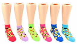 48 Pairs Kid's Novelty Ankle Socks - Emoji Print - Size 6-8 - Boys Ankle Sock