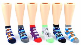 24 Wholesale Kid's Novelty Ankle Socks - Sport Print - Size 4-6