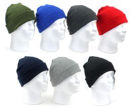 60 Wholesale Children's Cuffed Knit Hats - Assorted Colors