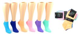 24 Wholesale Women's Low Cut Novelty Socks - Solid Colors - Size 9-11
