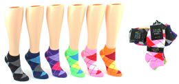 24 Pairs Women's Low Cut Novelty Socks - Argyle Print - Size 9-11 - Womens Ankle Sock