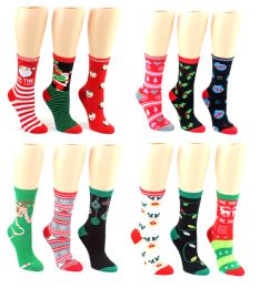 24 Wholesale Christmas Crew Socks - Size 9-11