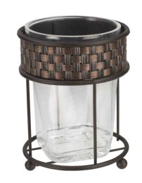 12 Pieces Home Basics Basket Weave Tumbler, Bronze - Bathroom Accessories