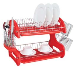 6 Pieces Home Basics 2-Tier Plastic Dish Drainer - Dish Drying Racks