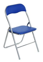 6 Pieces Home Basics Metal Folding Chair, Blue - Furniture
