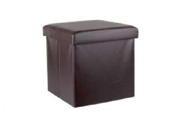 6 of Home Basics Faux Leather Storage Ottoman, Brown