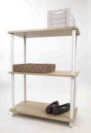 3 of Home Basics Pine Wood 3 Tier Rectangular Corner Shelf, Natural