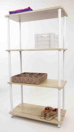 3 of Home Basics Pine Bamboo 4 Tier Rectangular Corner Shelf, Natural