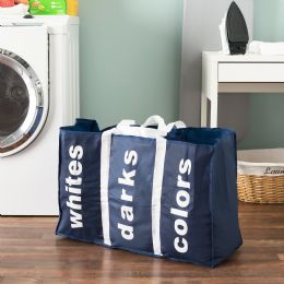 24 Units of Sunbeam Navy 3 Section Laundry Bag - Laundry Baskets & Hampers