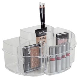 12 Pieces Home Basics Half Moon ShatteR-Resistant Plastic Cosmetic Organizer, Clear - Bathroom Accessories