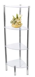 3 of Home Basics 4 Tier Multi Use Arc Glass Corner Shelf, Clear