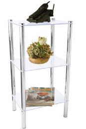 3 of Home Basics 3 Tier Multi Use Rectangle Glass Corner Shelf, Clear