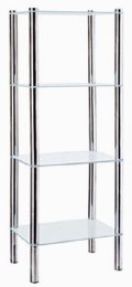 3 of Home Basics 4 Tier Multi Use Rectangle Glass Corner Shelf, Clear