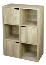 Home Basics 6 Cube Wood Storage Shelf With Doors, Natural