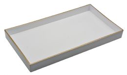 8 Pieces Home Basics White Plastic Vanity Tray With Gold Trim - Bathroom Accessories