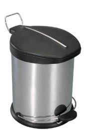 6 Units of Home Basics 5 Liter Brushed Stainless Steel With Plastic Top Waste Bin, Silver - Waste Basket