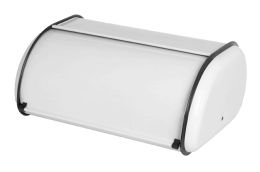 6 Wholesale Home Basics Roll-Top Lid Steel Bread Box, White