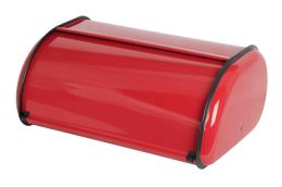 6 Wholesale Home Basics Roll -Top Lid Steel Bread Box, Red