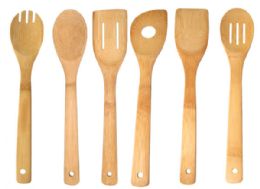 24 Wholesale Home Basics 6 Piece Bamboo Kitchen Tool Set, Natural