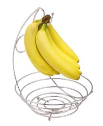 12 Wholesale Home Basics Satin Nickel Fruit Bowl with Banana Tree