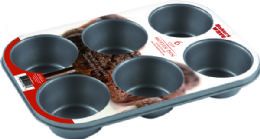 24 Wholesale Home Basics Non-Stick 6 Cup Muffin Pan