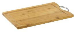 12 Wholesale Home Basics 10" x 15" Bamboo Cutting Board with Juice Groove and Stainless Steel Handle